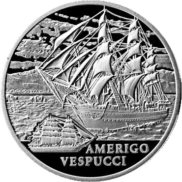 (2010) Монета Беларусь 2010 год 20 рублей "Учебный парусник Америго Веспуччи" Серебро Ag 925 PROOF